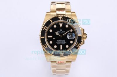 EW Replica Rolex Submariner 41MM Watch Yellow Gold Case Black Dial & Bezel